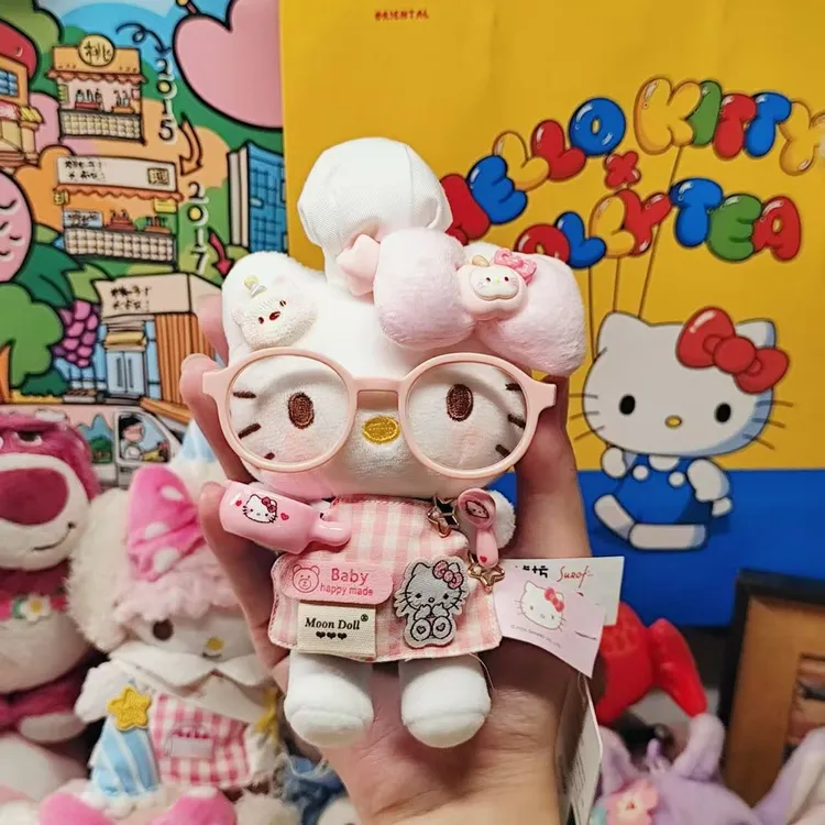 正版三丽鸥厨师kitty书包挂件背包kt钥匙扣礼物毛绒玩具西高地KT
