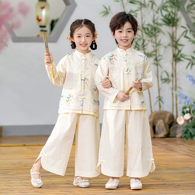 儿童汉服春秋新款男童新中式国风礼服唐装幼儿园开学季演出服套装