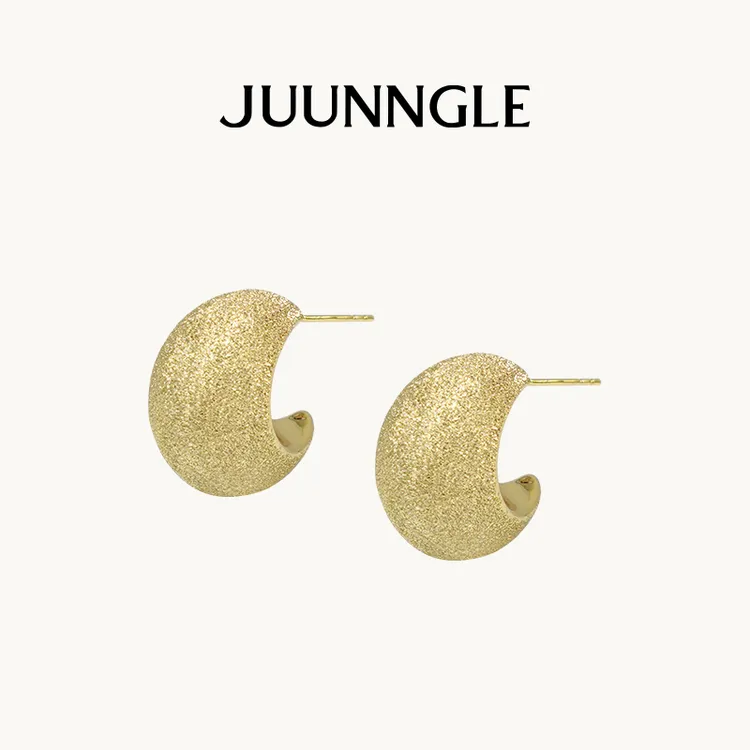 juunngle lab 铜合金耳饰 洲谷JUUNNGLE鎏沙胖月耳钉