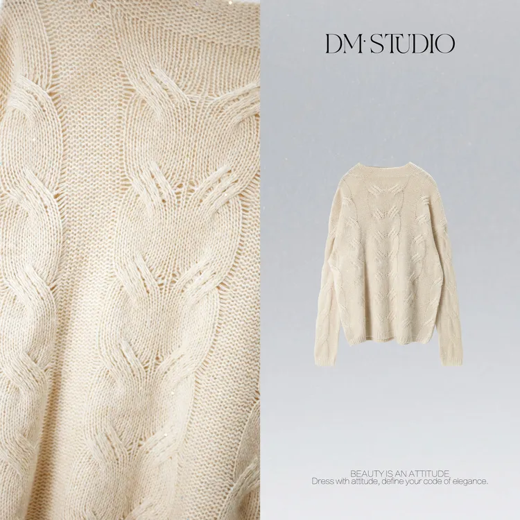 DEDM•STUDIO/100%羊毛极简纯色圆领套头长袖针织毛衣2506MY/8010