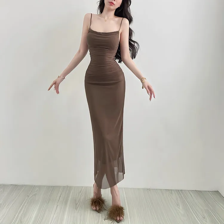 【气质女神】法式气质高级感时尚修身显瘦吊带连衣裙紧身网纱鱼尾裙