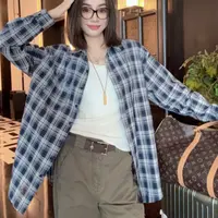 『婷老板』新款、蓝白格子衬衫717-11