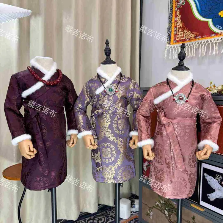 【山月有灵】儿童西藏服民族风双层加绒水貂毛领博拉裙