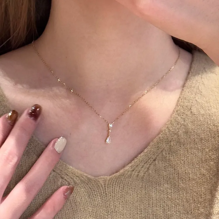 钛钢项链 水滴流苏项链女高级感时尚锁骨链简约坠链百搭