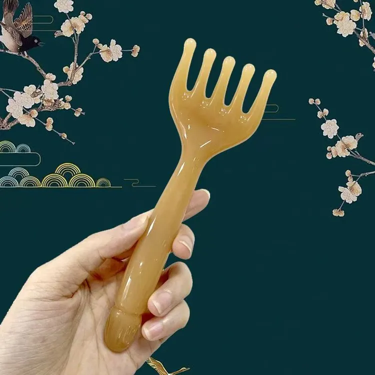 五爪头部按摩器经络按摩梳抓头挠头皮神器刮痧点穴按头拨筋棒树脂