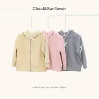 【云朵小葵】女童秋季新款蕾丝蝴蝶结纯色拉链连帽时尚外套991636