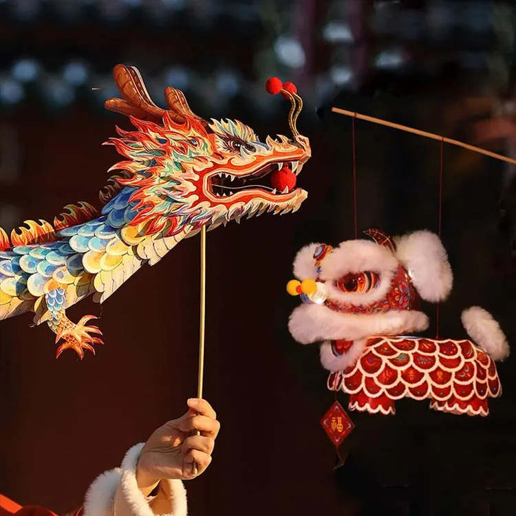FAVMARTHA2025新年元宵节礼物非遗舞醒狮龙灯笼手工diy材料包暖场