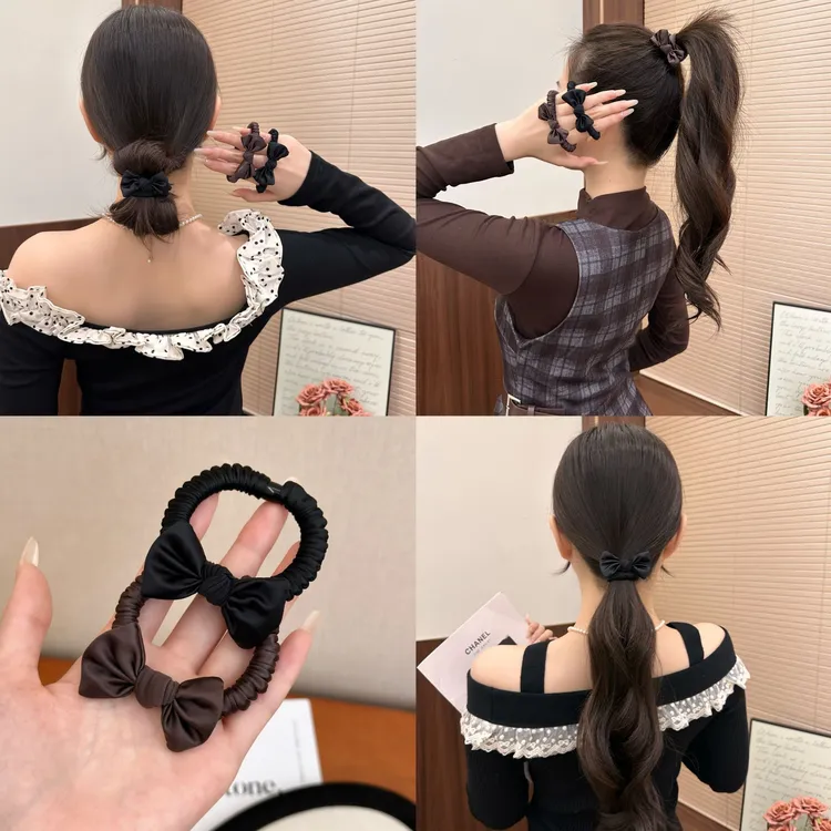 韩国简约蝴蝶结小肠发圈头绳扎头发皮筋高级感基础款2025新款发饰
