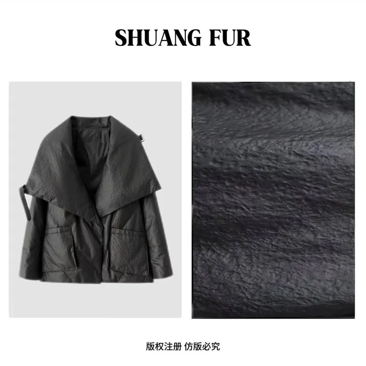 澳大利亚绵羊皮鹅绒大翻领设计师款真皮鹅绒服3002