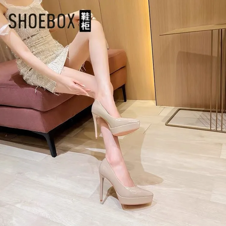 SHOEBOX鞋柜细跟玛丽珍超高跟鞋2025秋冬季新款气质防水台单鞋