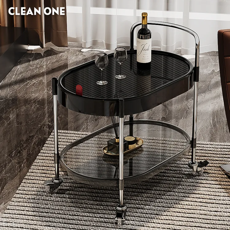 透明轻奢亚克力边几角几简约客厅可移动家用双层茶几桌子置物架