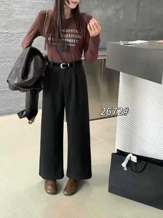 【静姐家】2672毛呢西装直筒裤女欧洲站2025秋装新款欧货女休闲裤子