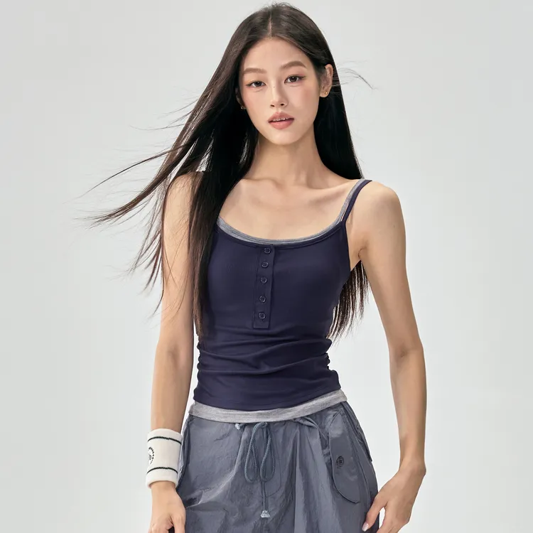 岚纹带胸垫瑜伽背心女外穿美背运动内衣拼色普拉提训练健身上衣秋