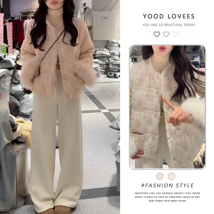 时尚新中式设计感棉服女2025秋冬季新款洋气显瘦国风短款毛领外套