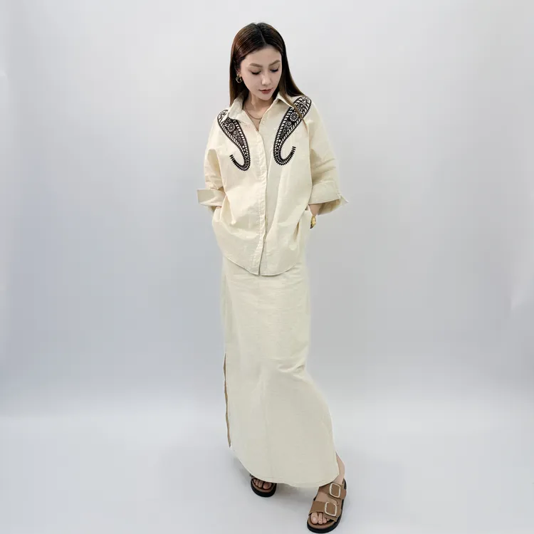 茉达霓莎MODANISA亚麻民族风设计师潮牌女装套装女士（mdn-158）