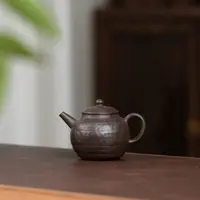 【利贞l轮古二式盘筑壶】九瀚制原矿朱泥还原烧约130cc茶壶茶具