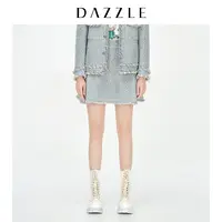 DAZZLE地素时尚优雅小香风粗花呢提花短款A字半身裙2D1S206