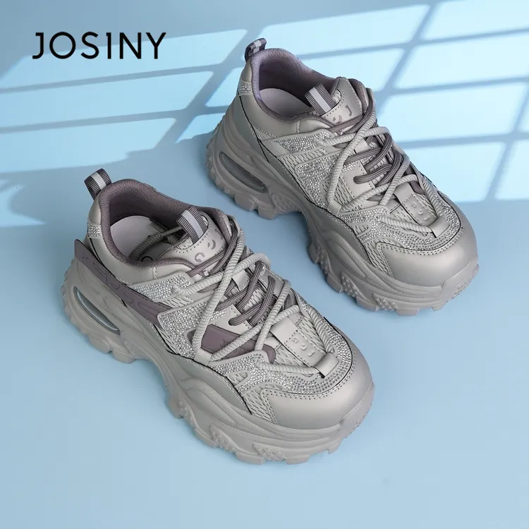 卓诗尼2025秋冬新款厚底老爹鞋女时尚百搭舒适休闲运动鞋系带女鞋