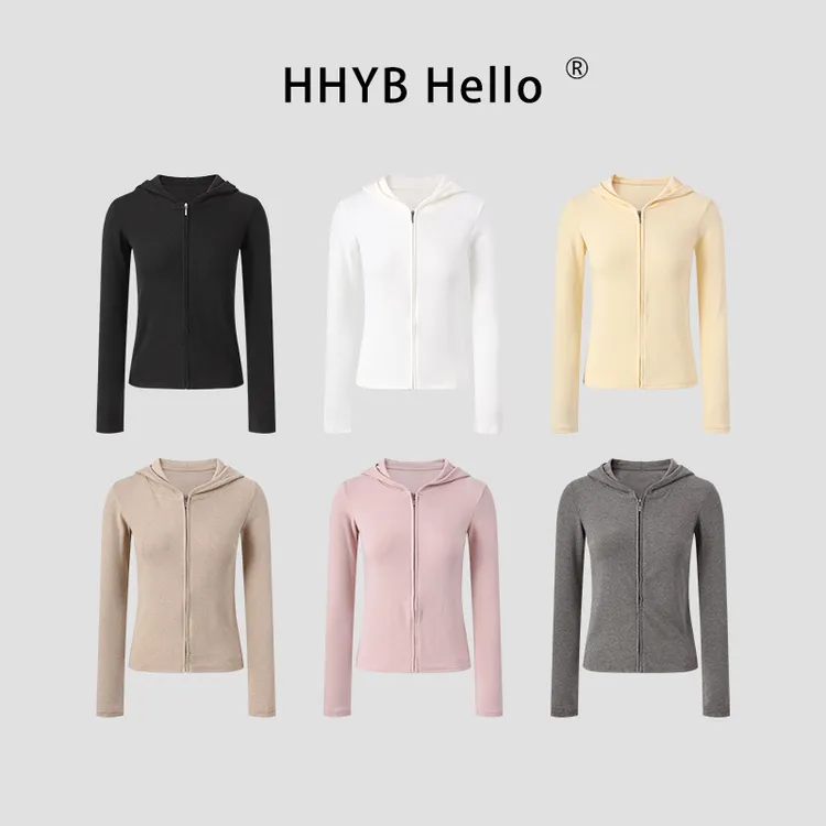 HHYB Hello连帽开衫T恤女秋季2025新款超好看防晒外套上衣250660