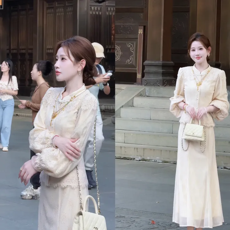 【婷婷】《十里江南》加绒温柔蕾丝提花套装 TT2SQTY2307