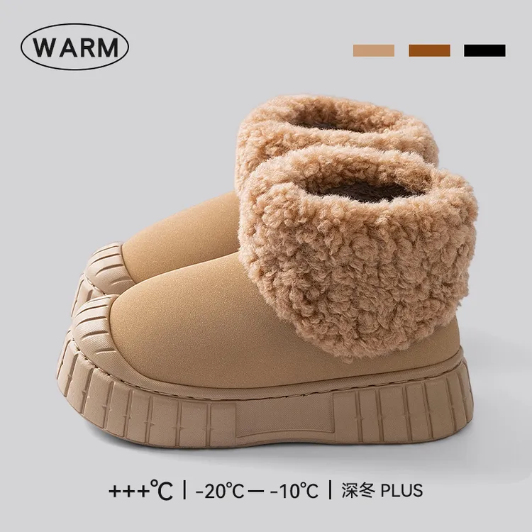 加绒棉拖鞋女2025新款冬季居家室内保暖棉鞋防滑外穿加厚底雪地靴