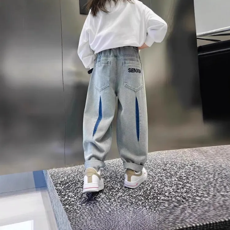 春秋男童牛仔裤外穿潮童高档时尚男孩炫酷单裤复古潮范