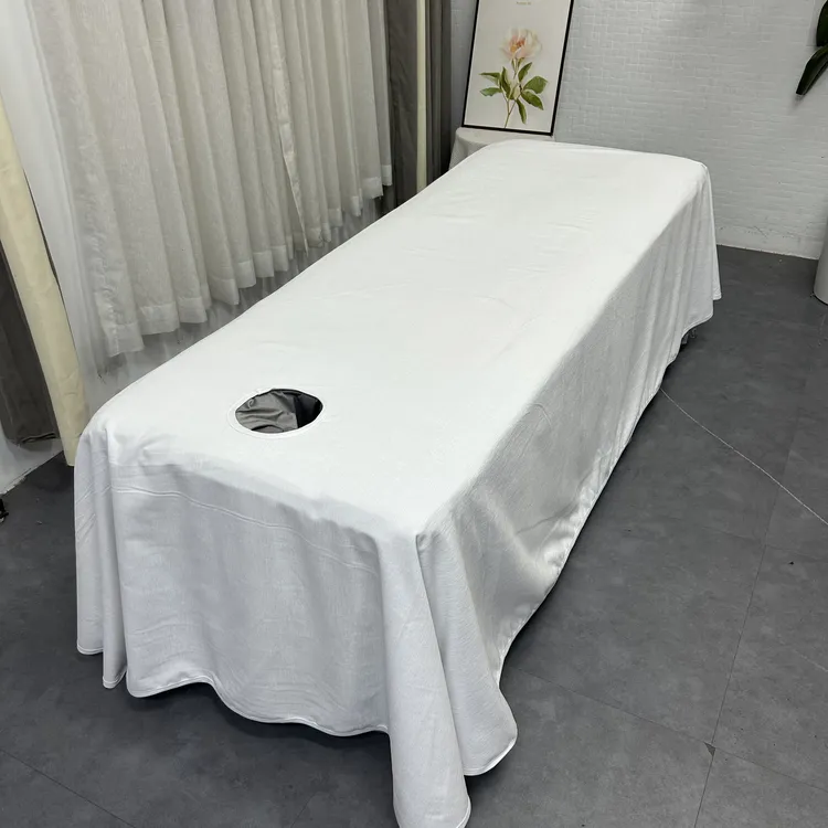 白色欧式高档美容院大床单按摩推拿理疗床罩会所加厚轻奢简约