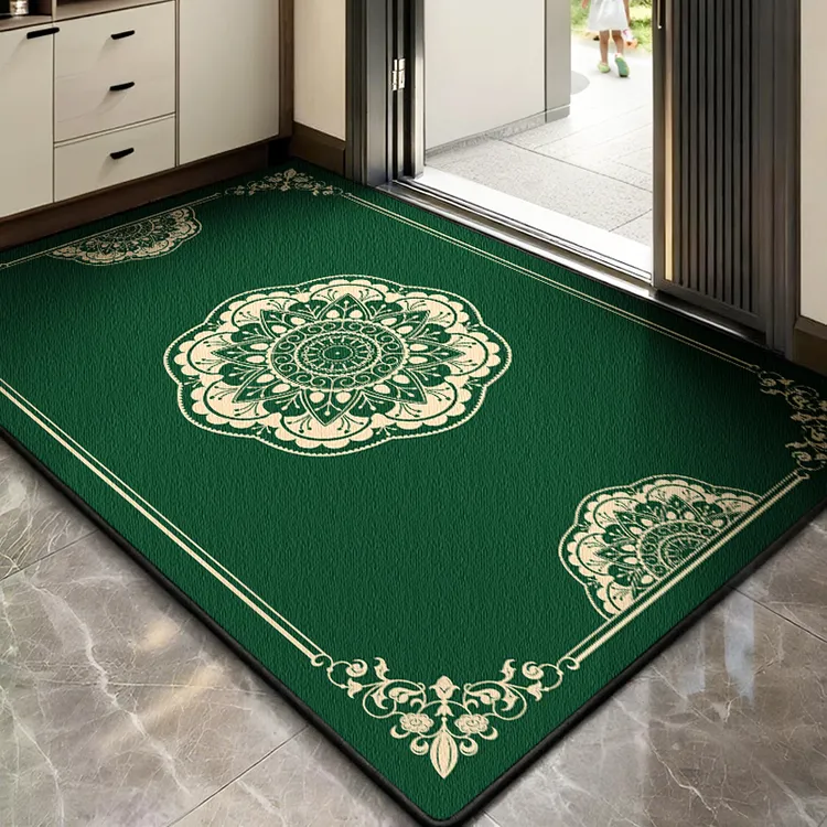 绿色开运地垫蹭脚垫入户门进门垫子防滑耐脏玄关地毯轻奢新中式