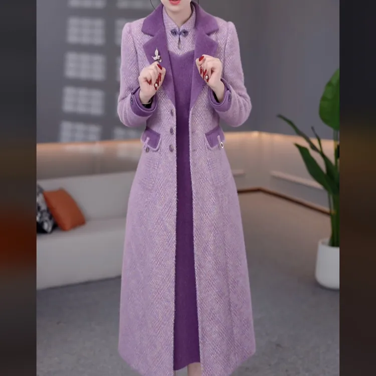 【外套+连衣裙】DBF-25B375MJ 新款加厚胆夹棉气质洋气大衣两件套装