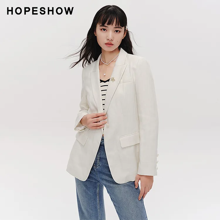 红袖秋季新款女装 单排扣翻领一手长西装89124092202