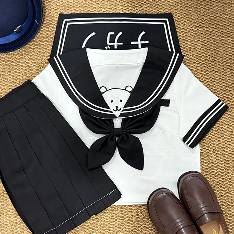 喵喵酱自嘲熊短袖原创日系幼稚园萌系jk制服短水手服套装可爱软妹