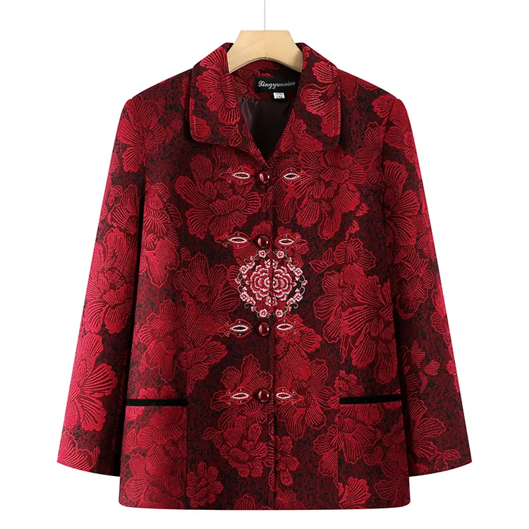 中老年妈妈春秋款外套新中式奶奶装上衣老人秋装婆婆春装衣服绣花