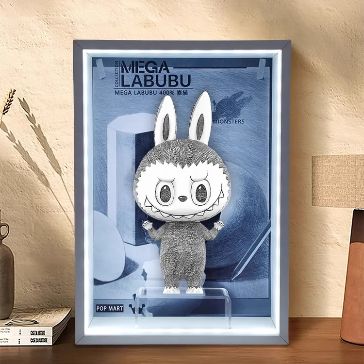适用于MEGA泡泡玛特LABUBU拉布布400%素描娃娃手办收纳场景展示盒