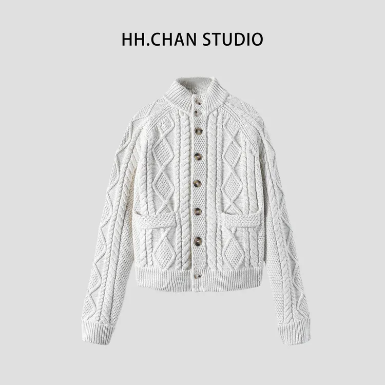 HH.CHAN“浪漫绅士”100%棉秋季典雅老钱极简风毛衣开衫HH53G37033