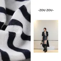 邹邹小个子新品 经典条纹美丽诺羊毛针织衫T恤女圆领短袖休闲上衣