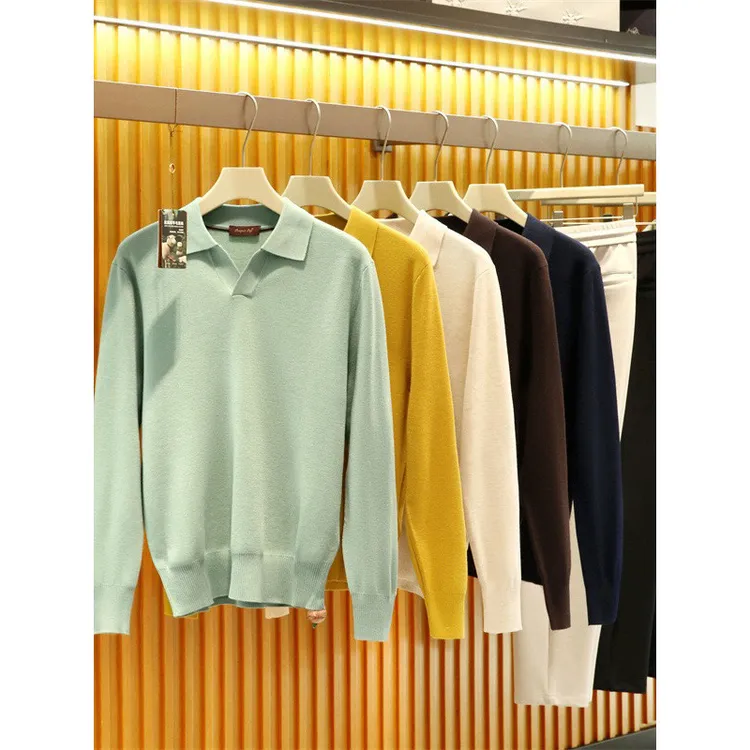 【轻奢优雅】秋冬新款男高级感叠穿含羊毛混纺针织衫马球领Polo毛衣