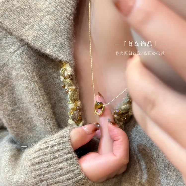 钛钢项链 【暮岛饰品】A157虎眼质感项链百搭高级气质小众锁骨链