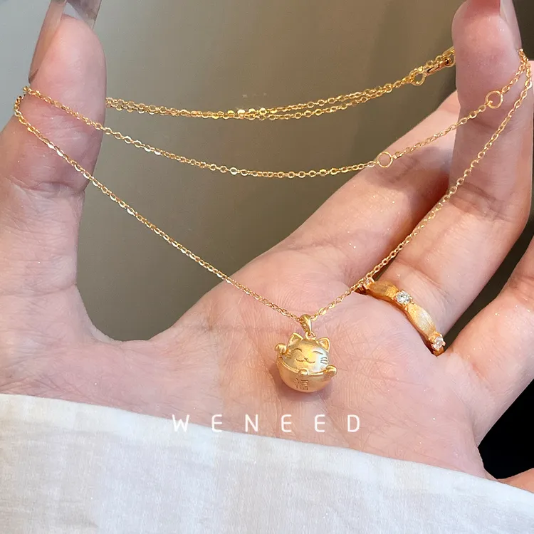 坠链均925银 weneed925纯银项链女款招财猫设计感圣诞礼物送女友