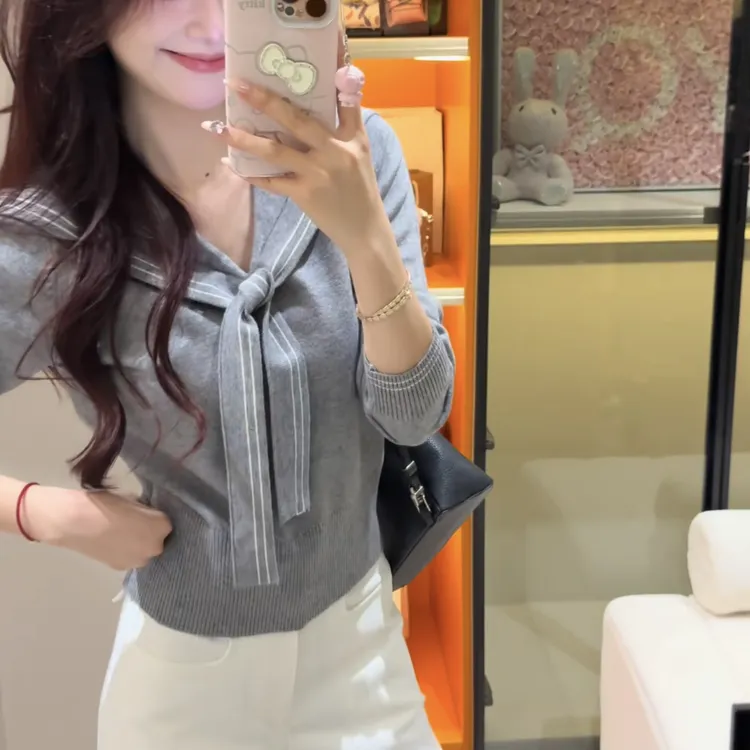 韩系学院风海军领2025秋冬针织衫毛衣百搭上衣女813