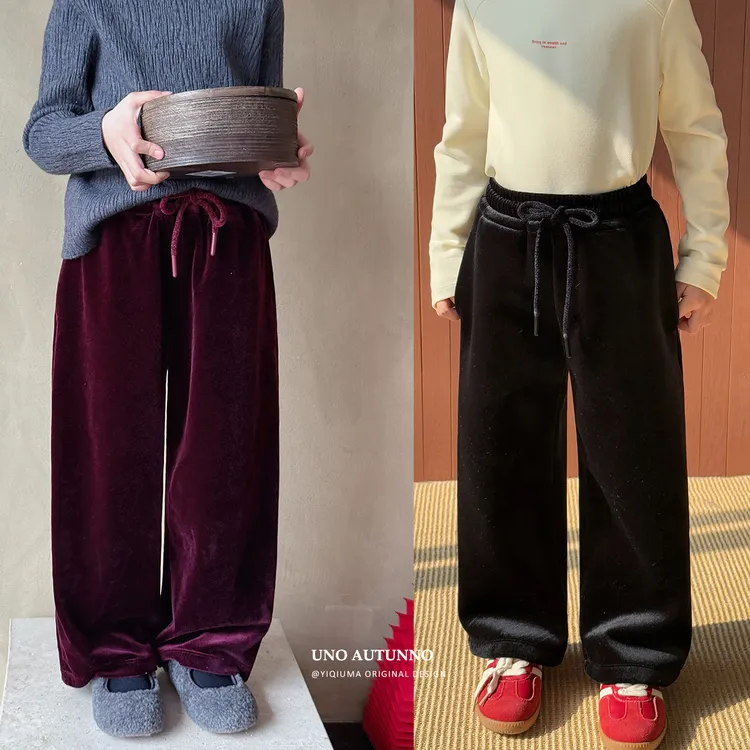 现货「UNO AUTUNNO」【T台裤】不粘毛丝绒女中大童冬季筒裤GD2775