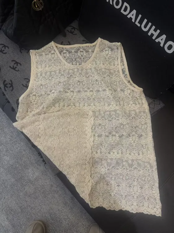 【米米私服】欧若新中式百搭圆领蕾丝打底背心 2502-332