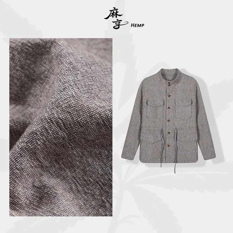 麻享L·P【石里烟】重磅汉麻石纹夹克立领多口袋抽绳女款FSY50921