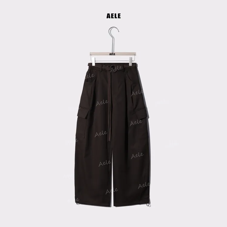 AELE松紧腰宽松简约抽绳梭织工装裤 K853 2731 AD