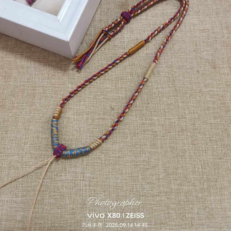 非金属棉绳项链 锁骨链绳唐卡挂绳手工百搭复古编织彩色颈链配饰