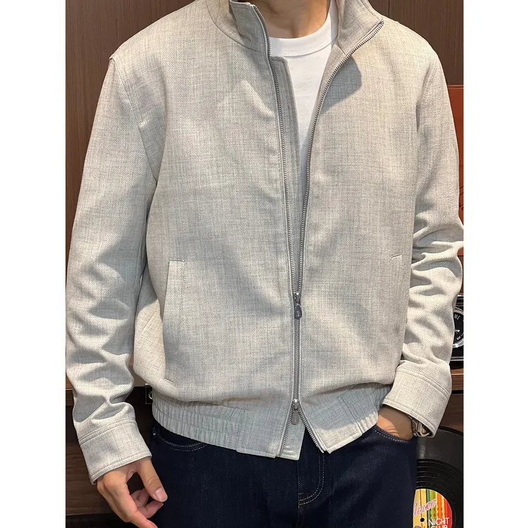 MKLR·盟珂利尔 秋冬新品BC*高奢老钱风羊毛混纺男士休闲立领夹克
