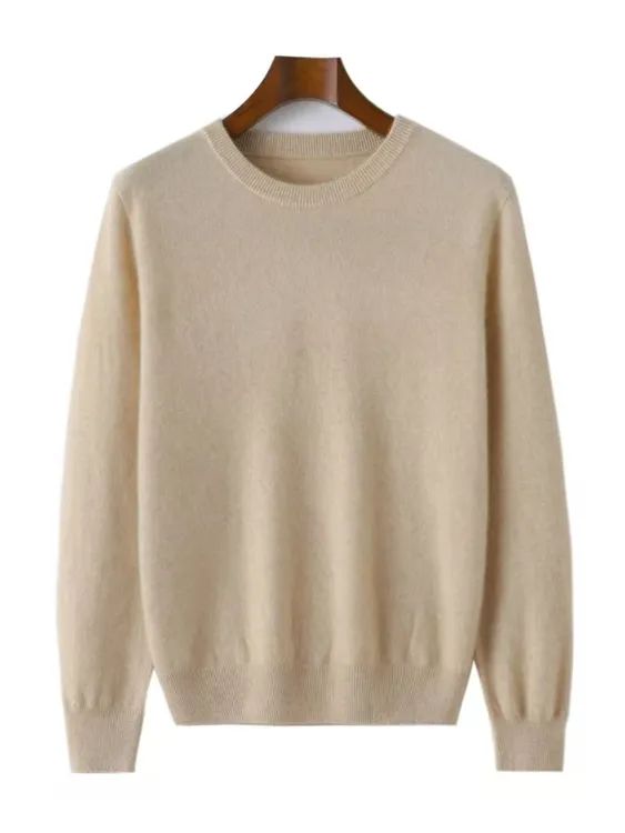 ZM069100%纯羊毛无缝一体男士低圆领针织秋冬毛衣羊毛衫休闲