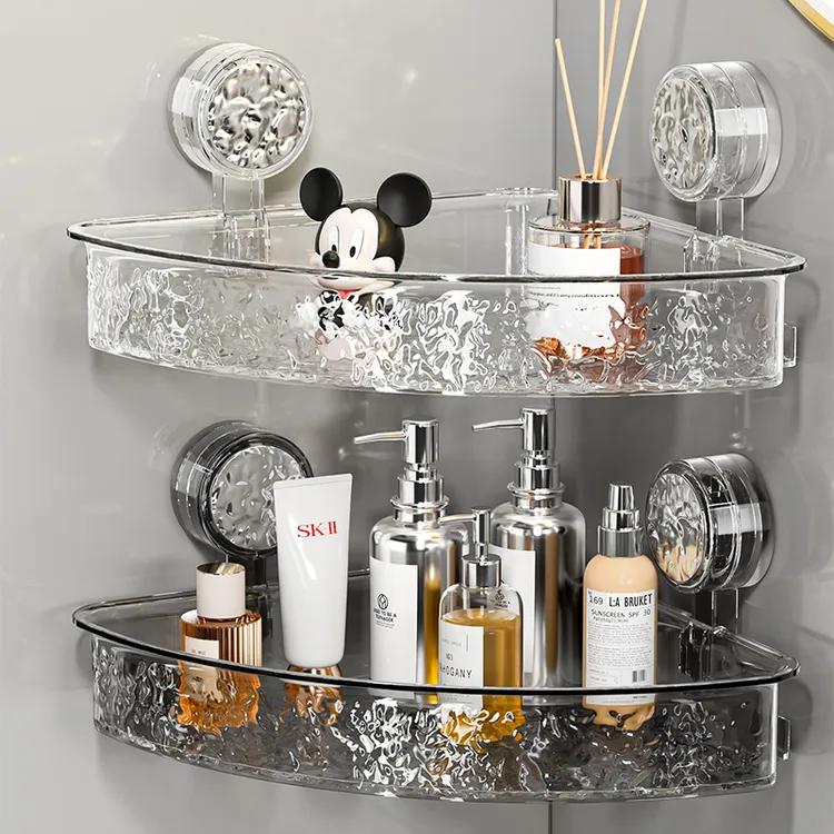 加高吸盘卫生间三角置物架壁挂式浴室收纳架挂墙架洗漱洗护浴室架