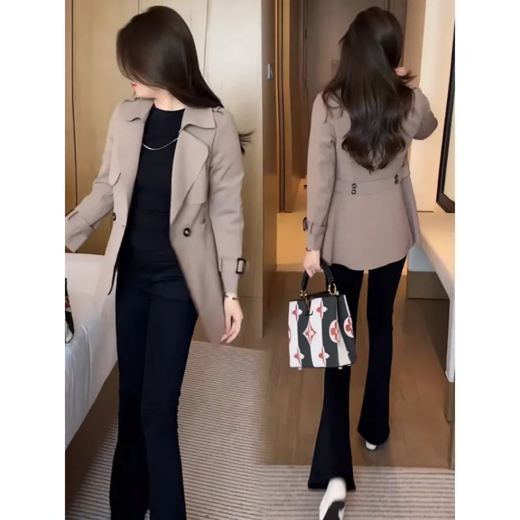 拉夏贝尔短款风衣外套女装秋季2025新款爆款时尚洋气小香风西装