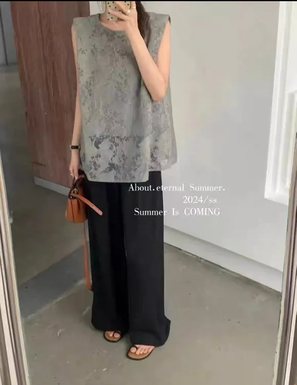 D005夏季新款马甲女气质百搭复古薄款宽松中式无袖时尚