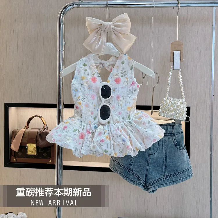 女童夏装套装新款洋气夏季网红气质小女孩时尚夏款吊带裙两件套